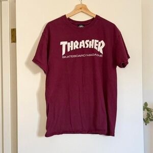 Vintage Thrasher Skateboard Magazine Burgundy Logo Tee Shirt 🛹